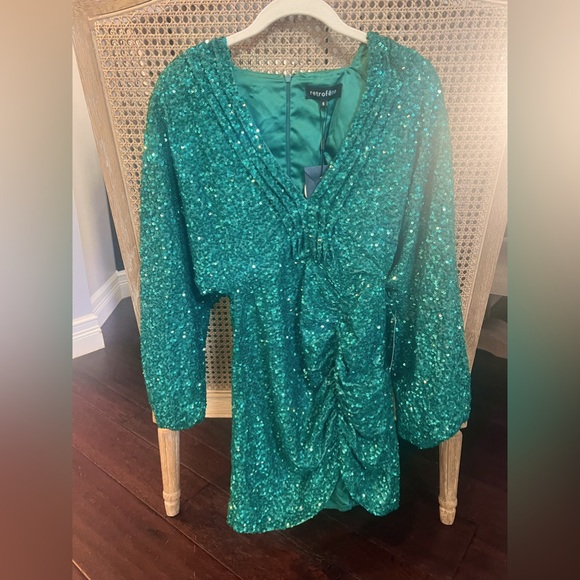 NWT Retrofete sequined Edith emerald green dress - Picture 5 of 10